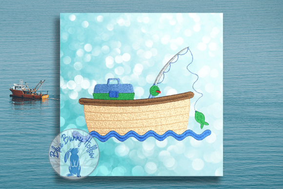 Fishing Boat Embroidery Design